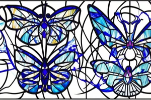 Broken butterfly stained glass blue white gold kintsugi ming vase tattoo idea