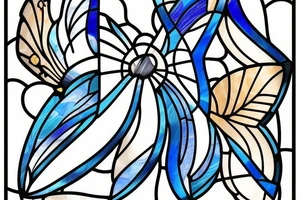 Broken butterfly stained glass blue white gold kintsugi ming vase tattoo idea