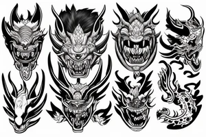 Oni mask with Dragon in mouth tattoo idea