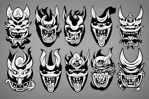 Oni mask with Dragon in mouth back tattoo tattoo idea