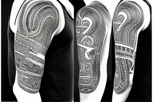 Quetzalcoatl aztec style sleeve tattoo idea
