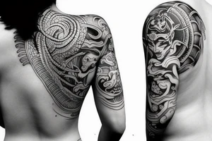 Oni mask back tattoo tattoo idea