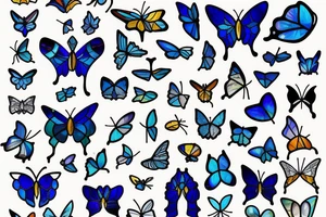 Broken butterfly stained glass blue white gold kintsugi vase tattoo idea