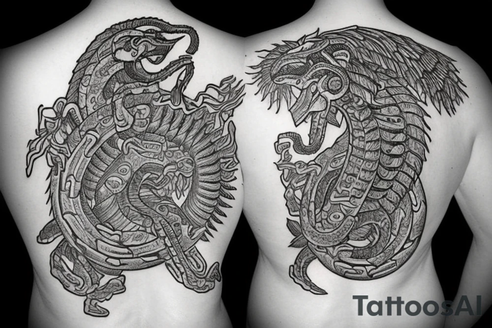 Quetzalcoatl aztec style tattoo idea