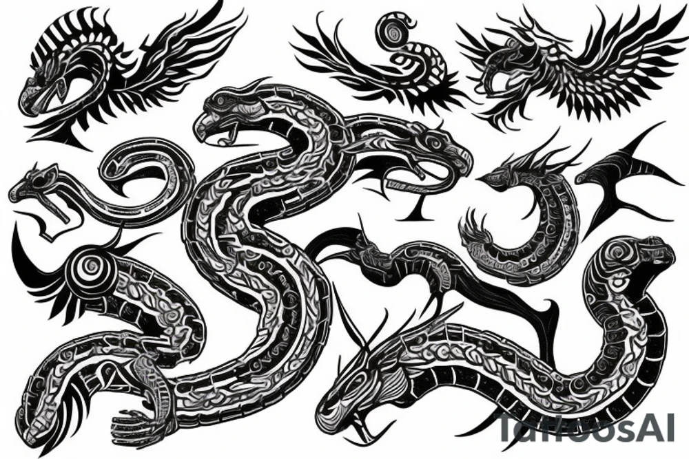 Quetzalcoatl aztec style tattoo idea
