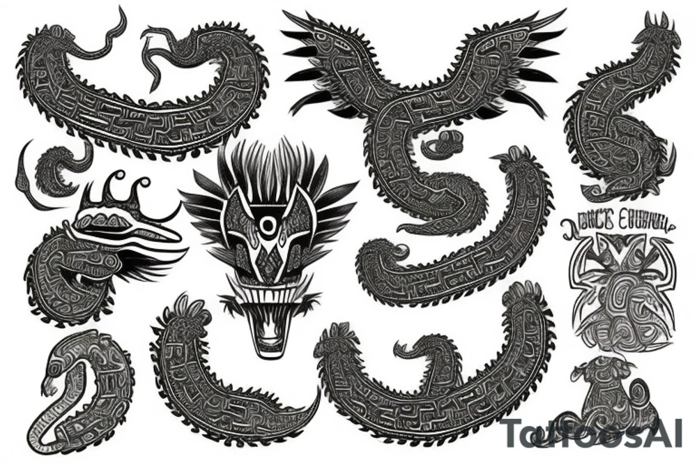 Quetzalcoatl aztec style tattoo idea