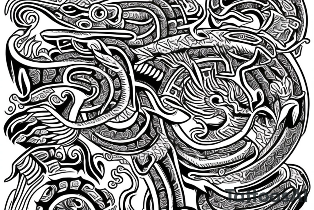 Quetzalcoatl mayan style tattoo idea