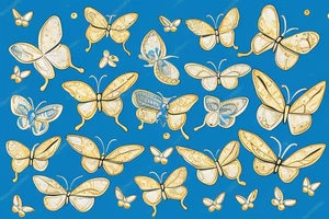 Blue and white butterfly with torn wing mended with gold tattoo idea