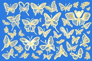 Blue and white butterfly with torn wing mended with gold tattoo idea