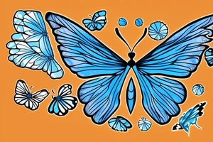 Blue and white butterfly with torn wing kintsugi with gold tattoo idea