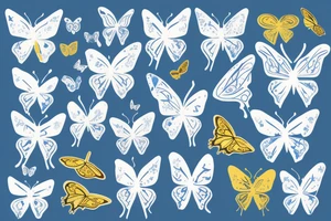 Blue and white butterfly with torn wing kintsugi with gold tattoo idea
