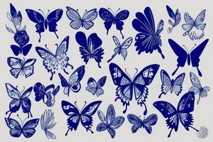 Blue and white broken vase butterfly kintsugi gold tattoo idea
