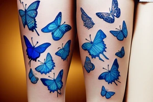 Blue and white broken vase butterfly kintsugi gold tattoo idea