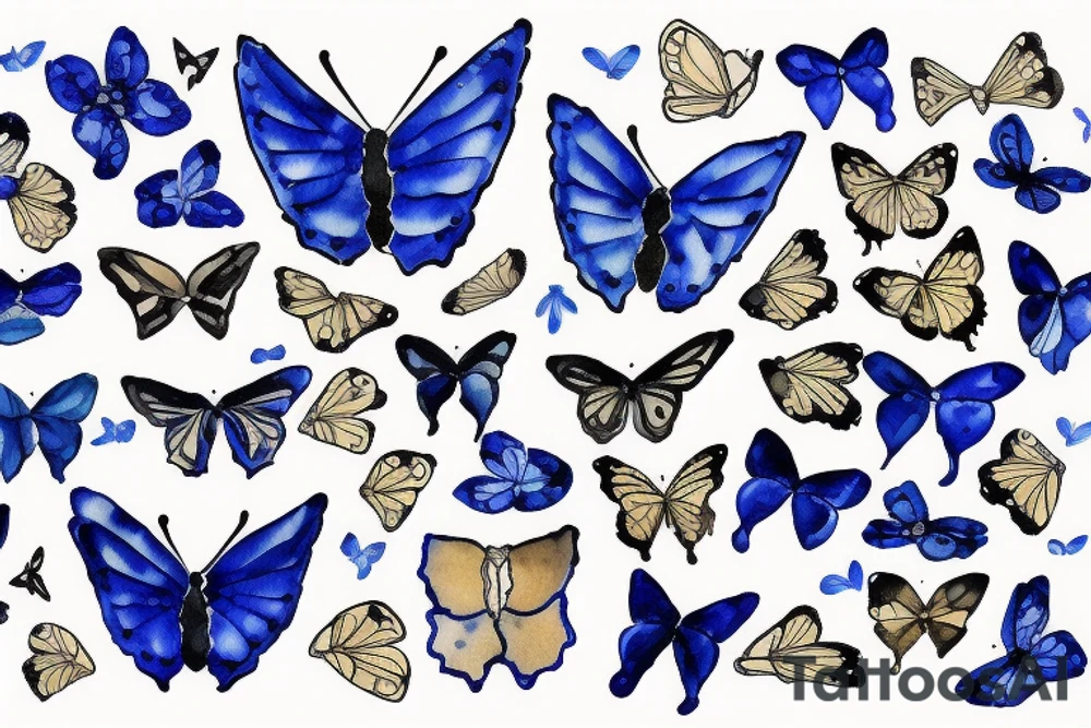 Blue and white broken vase butterfly kintsugi gold tattoo idea