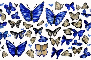 Blue and white broken vase butterfly kintsugi gold tattoo idea