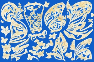Blue and white broken vase butterfly kintsugi gold leaf tattoo idea