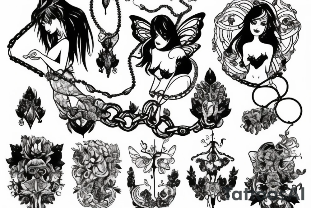 fairy and chains tattoo idea