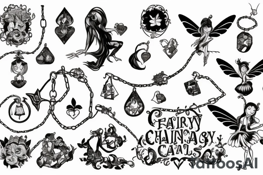fairy and chains aoruand a hearth tattoo idea