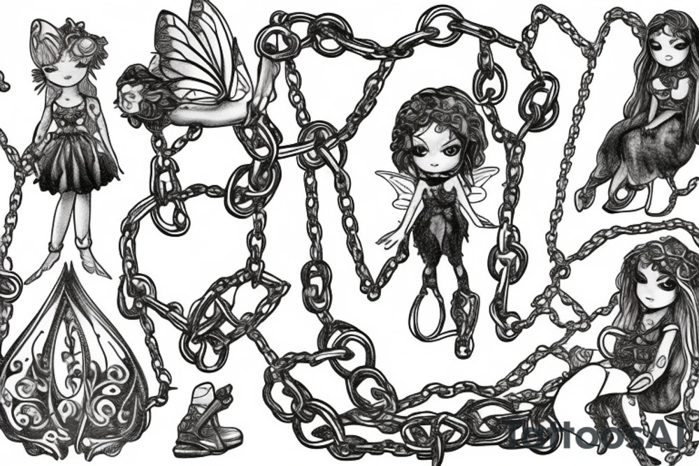 fairy and chains aoruand a hearth tattoo idea