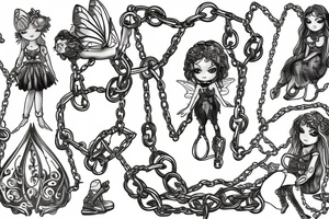 fairy and chains aoruand a hearth tattoo idea