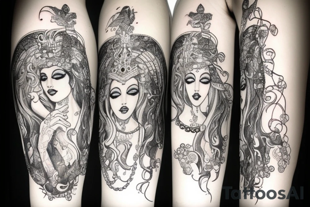 godess with chains arouand her tattoo idea