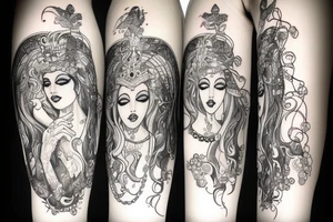 godess with chains arouand her tattoo idea