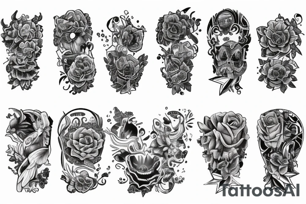 Full sleeve and half chest piece tattoo idea