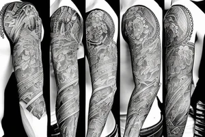 Full sleeve and half chest piece tattoo idea