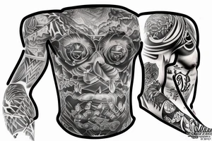 Full sleeve and half chest piece for bad boy that did prison time tattoo idea