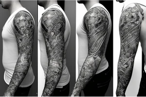 Full sleeve and half chest piece for bad boy that did prison time tattoo idea