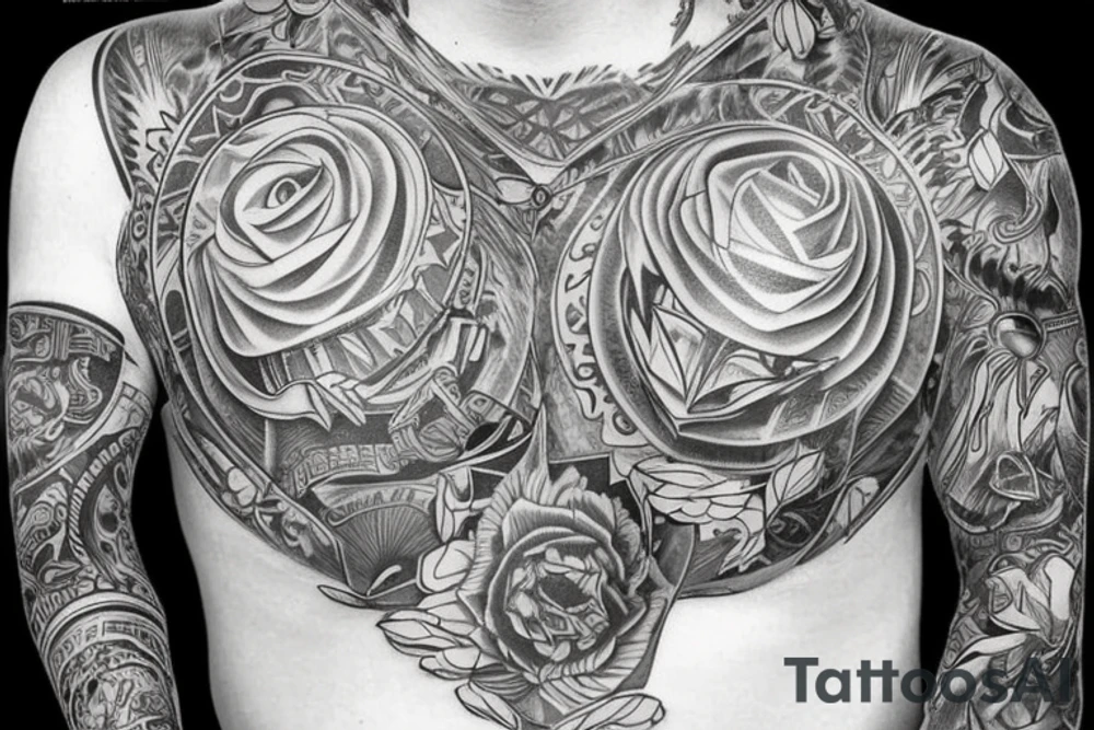 Full sleeve and half chest piece for bad boy Gemini 
that did prison time tattoo idea