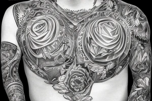 Full sleeve and half chest piece for bad boy Gemini 
that did prison time tattoo idea