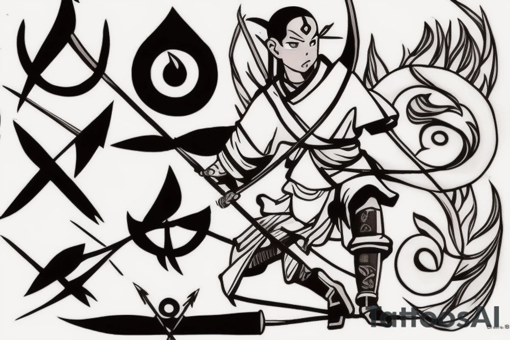 Style: avatar the last airbender; Air nation symbol prominent. Arm band comprise of air nation arrows tattoo idea