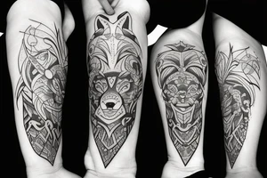 Wolf with the name Titan underneath tattoo idea