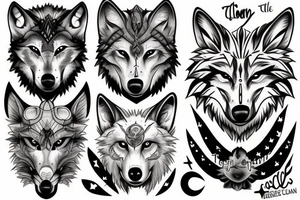Wolf with the name Titan underneath tattoo idea