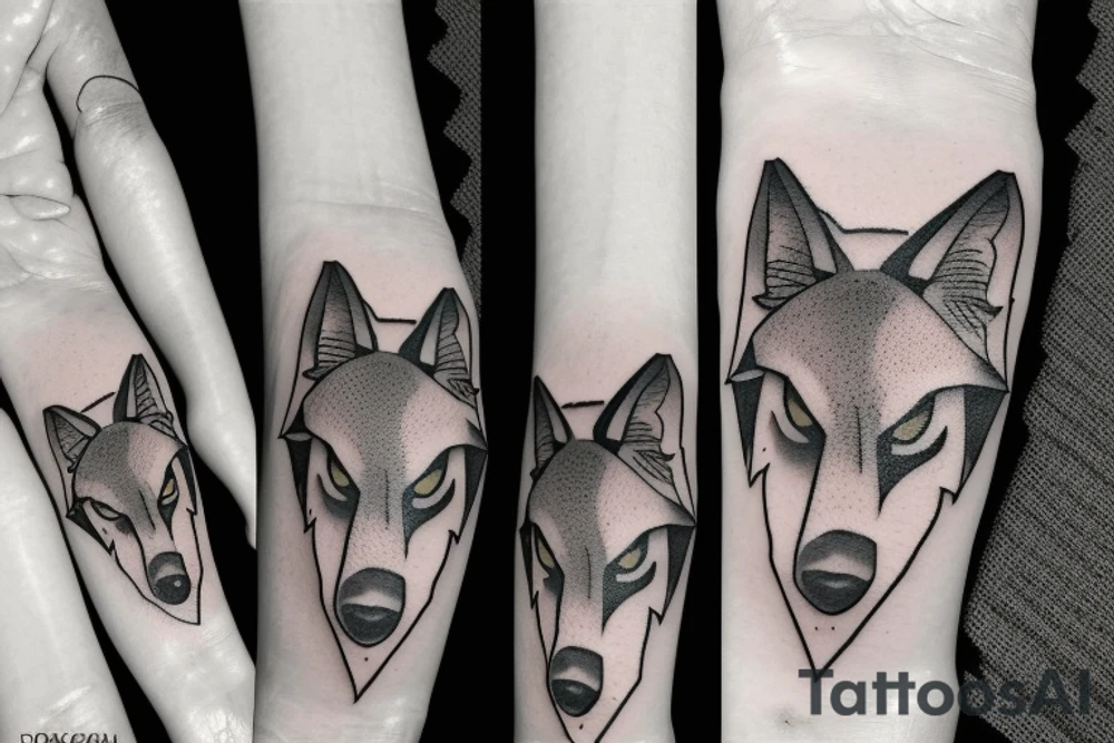 Wolf with the name Titan underneath tattoo idea