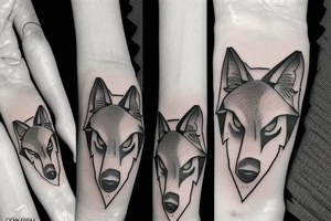 Wolf with the name Titan underneath tattoo idea