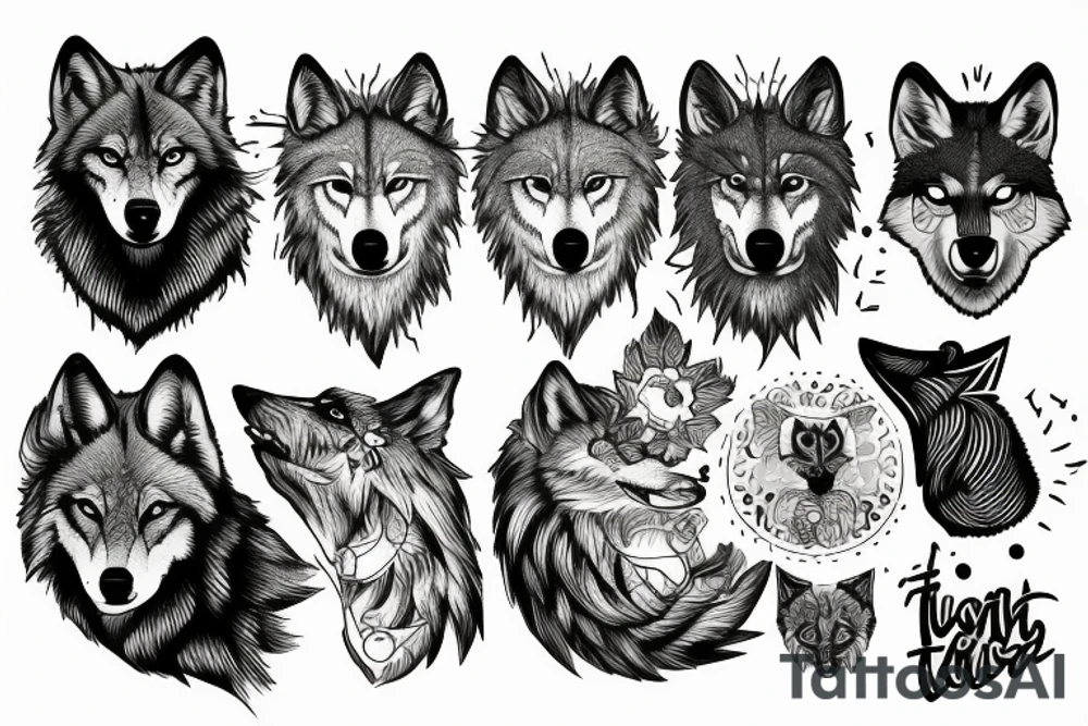Wolf with the name Titan underneath tattoo idea