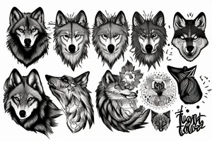 Wolf with the name Titan underneath tattoo idea