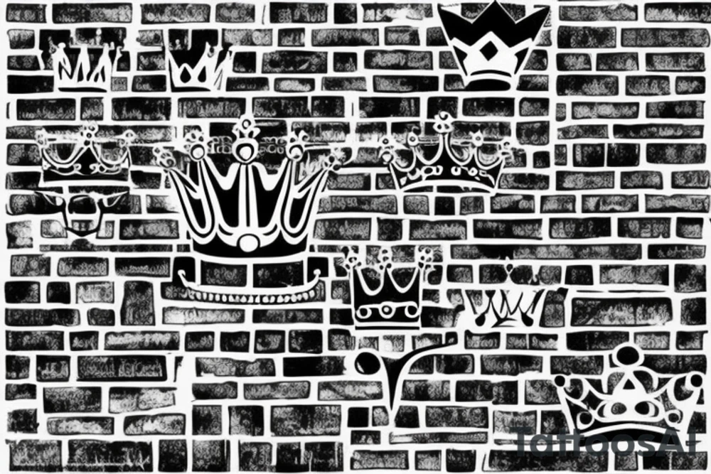 Bricks with a crown on top tattoo idea