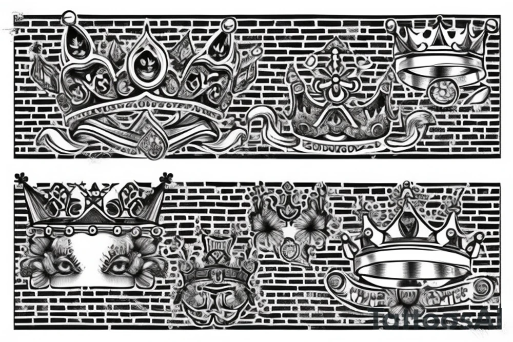 Bricks with a crown on top tattoo idea