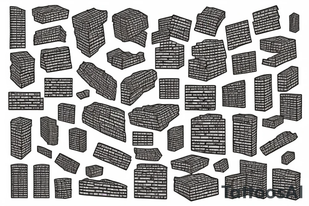 pile of bricks with a crown tattoo idea