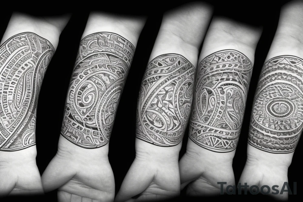 solid armband, tribal paterns, circular tattoo idea