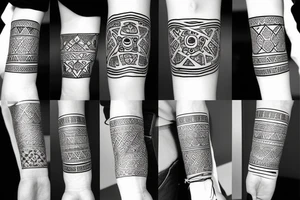solid armband, tribal paterns, circular tattoo idea