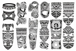 solid armband, tribal paterns, circular tattoo idea