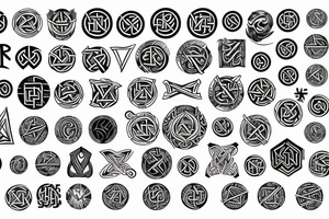 circular with Norse symbols tattoo idea