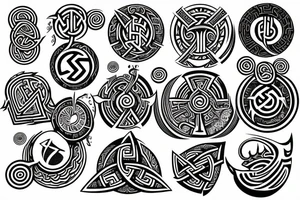 circular with Norse symbols tattoo idea