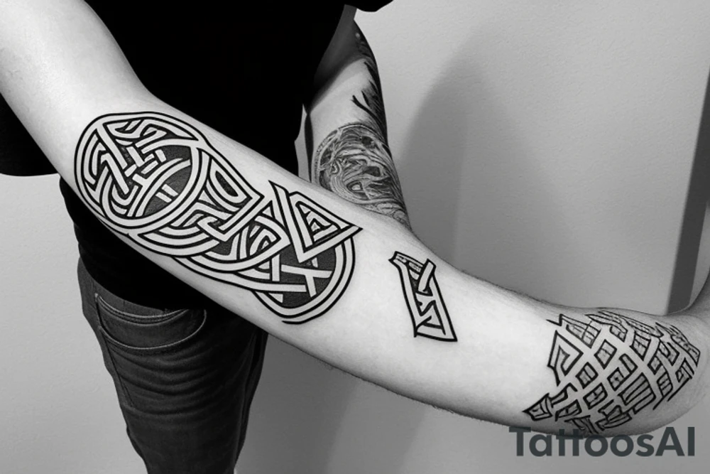 solid armband with Norse symbols tattoo idea