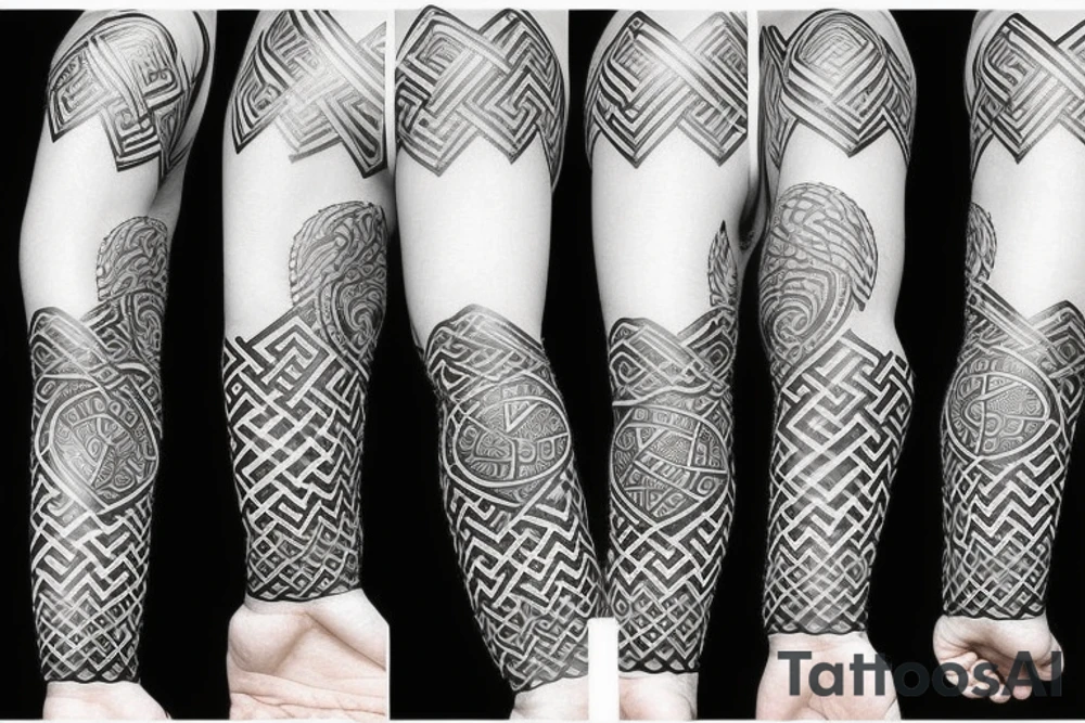 solid armband with Norse symbols tattoo idea