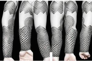 solid armband with Norse symbols tattoo idea